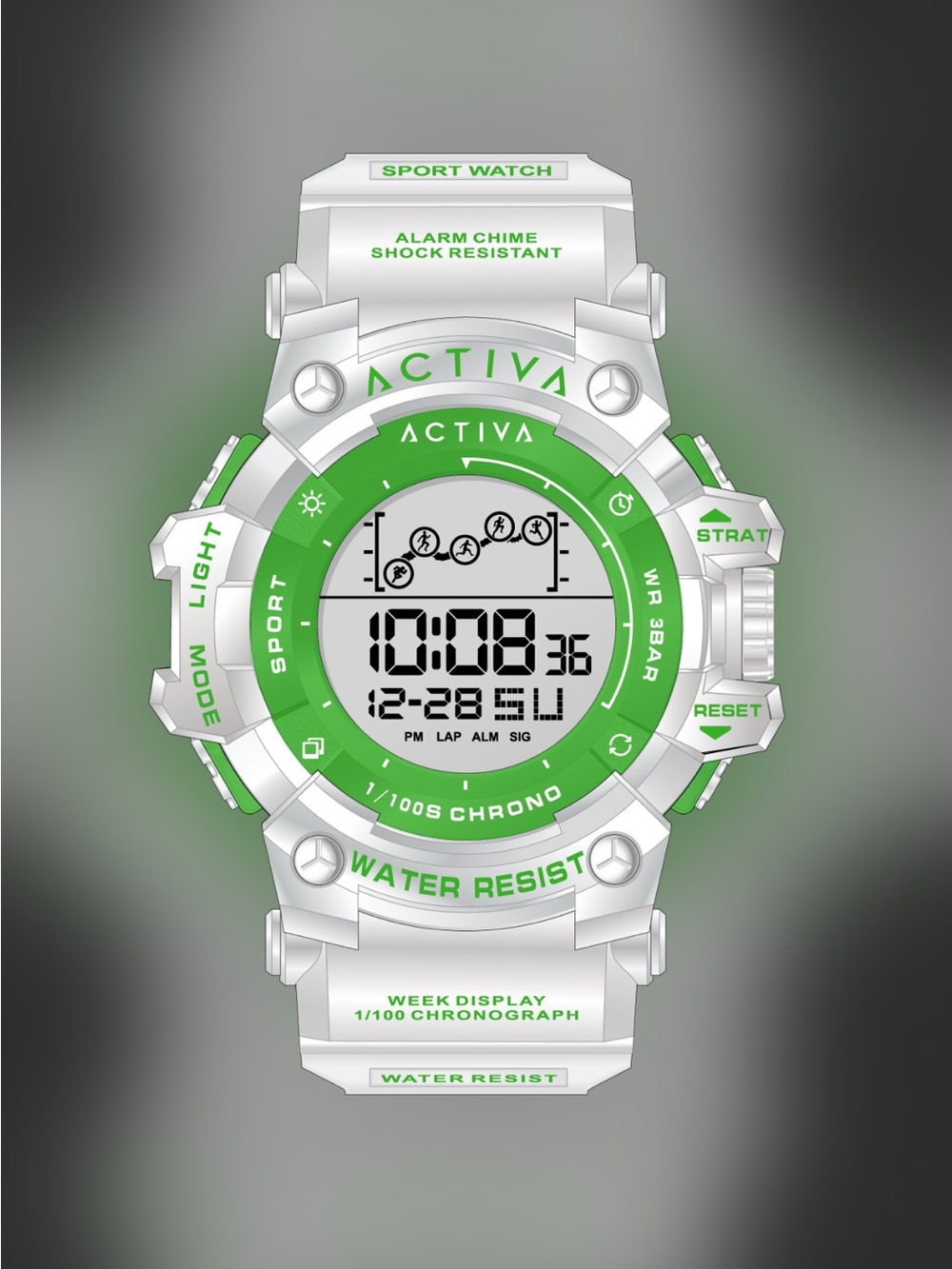 ACW8082-030 - Activa Digital Essentials Unisex 50mm White and Green